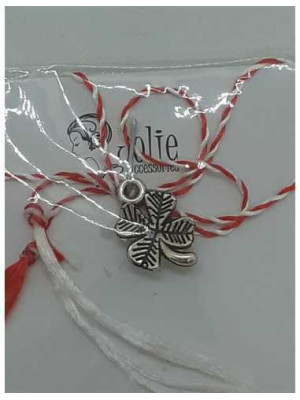 Martisor trifoi cu 4 foi din metal culoare argintiu 2