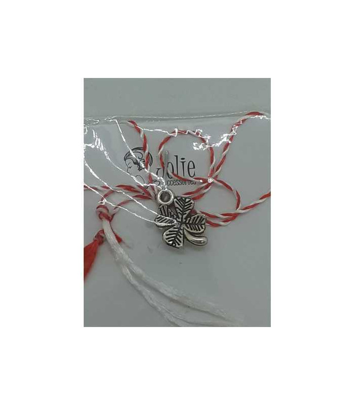 Martisor trifoi cu 4 foi din metal culoare argintiu