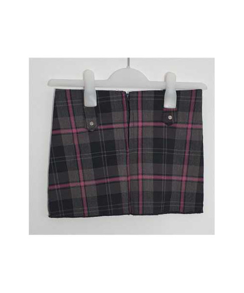 Fusta scurta pentru fete cu cu dungi roz si model in carouri Yi Li