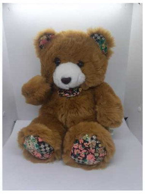 Ursulet de plus cu papion multicolor 41 cm