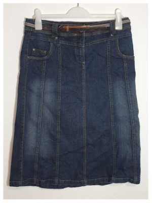 Fusta Jeans de dama cu buzunare si curea in talie Canda