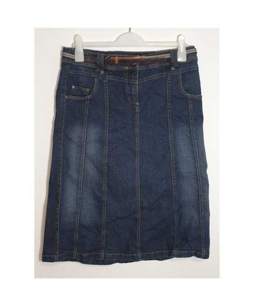 Fusta Jeans de dama cu buzunare si curea in talie Canda