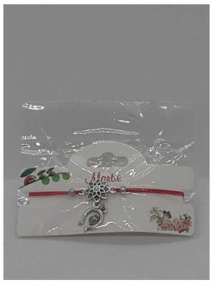 Martisor tip bratara cu floare si potcoava cu buburuza