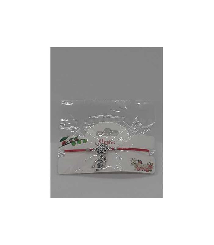 Martisor tip bratara cu floare si potcoava cu buburuza