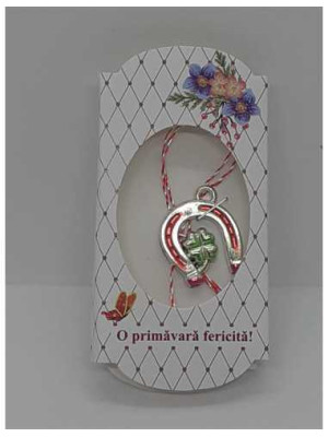 Martisor model potcoava cu trifoi