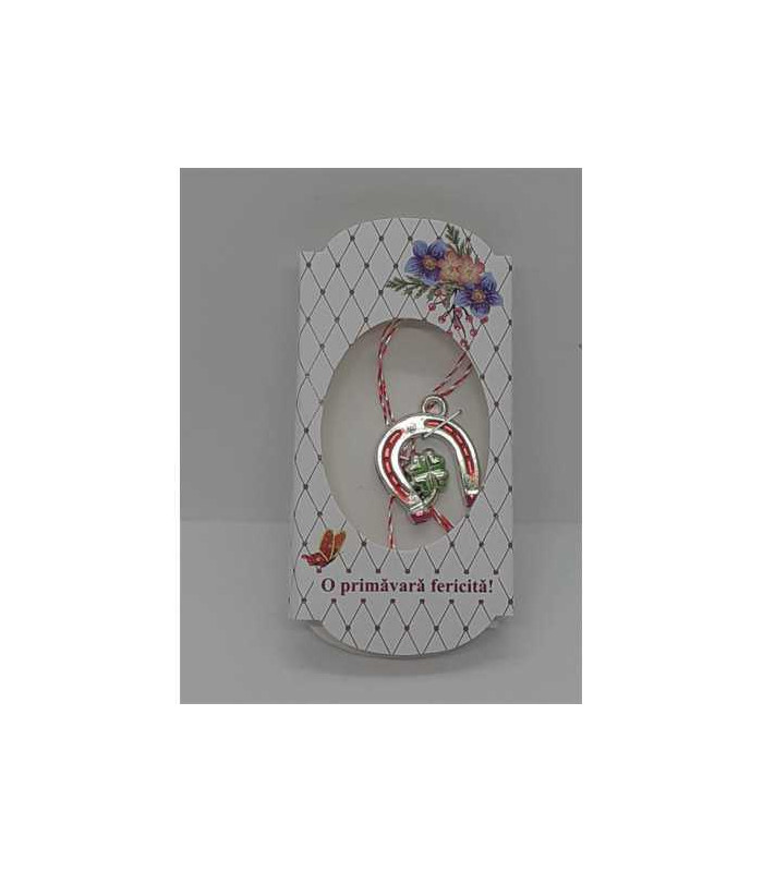 Martisor model potcoava cu trifoi