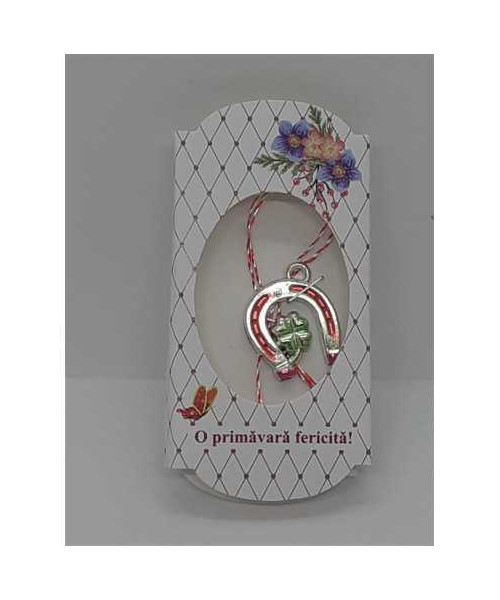 Martisor model potcoava cu trifoi
