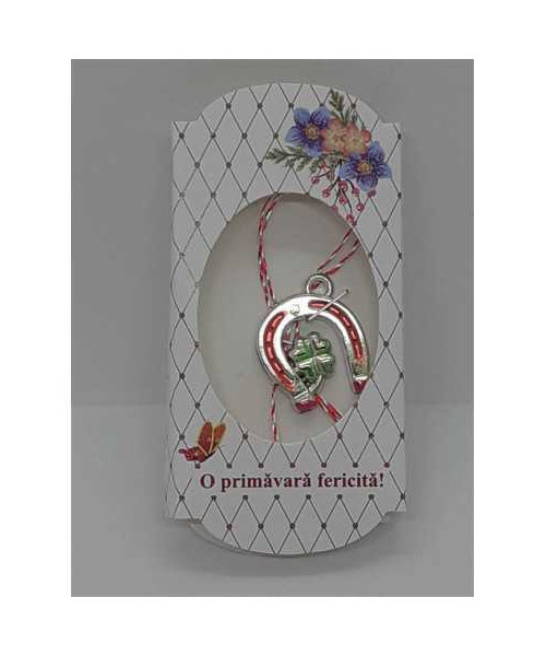 Martisor model potcoava cu trifoi