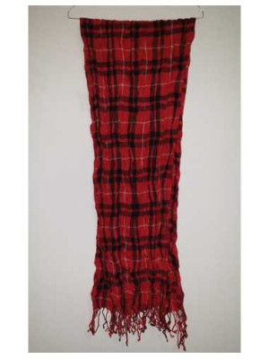 Esarfa dama rosie in carouri cu franjuri SJ Collection