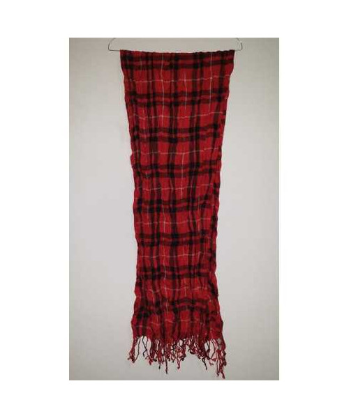 Esarfa dama rosie in carouri cu franjuri SJ Collection