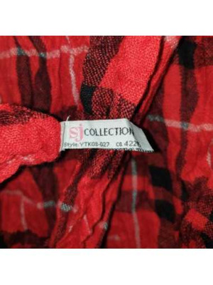 Esarfa dama rosie in carouri cu franjuri SJ Collection 2