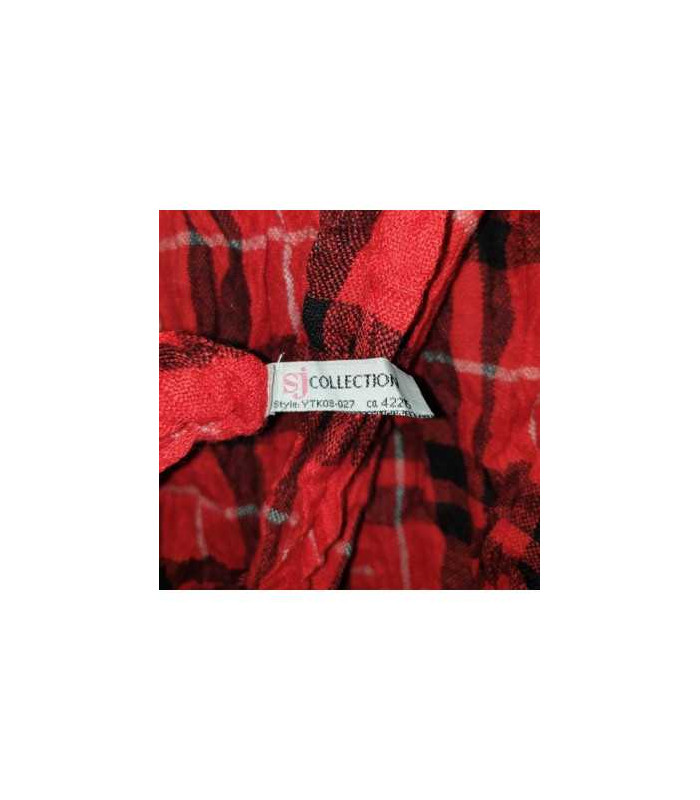 Esarfa dama rosie in carouri cu franjuri SJ Collection