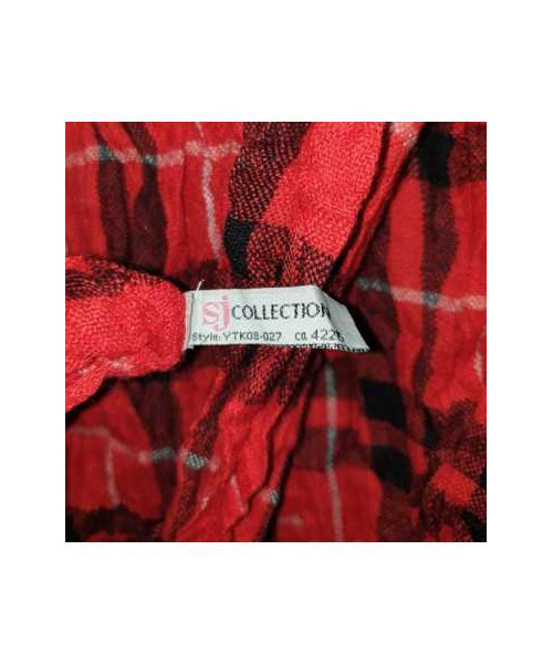 Esarfa dama rosie in carouri cu franjuri SJ Collection