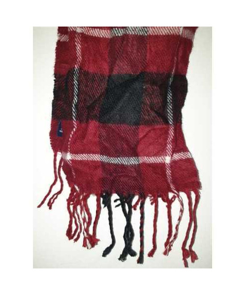 Esarfa dama visiniu in carouri cu franjuri