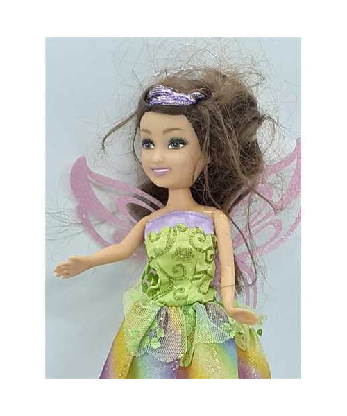 Papusa cu aripi si rochita multicolora 24 cm