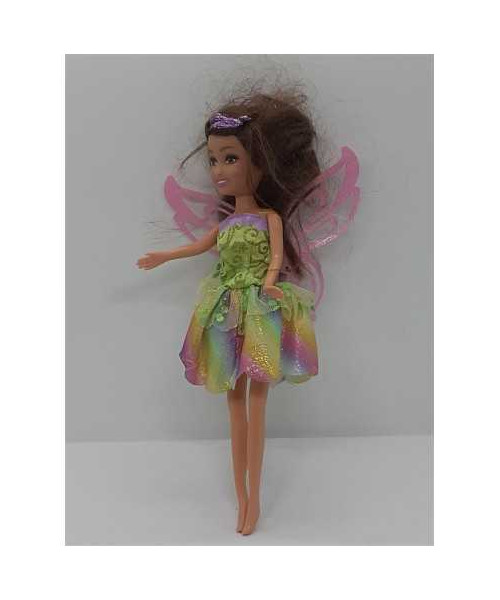 Papusa cu aripi si rochita multicolora 24 cm