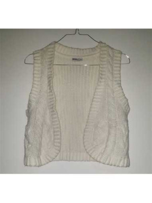 Vesta alba tricotata pentru copii Okay