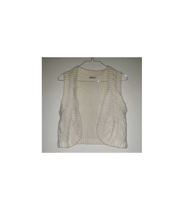 Vesta alba tricotata pentru copii Okay