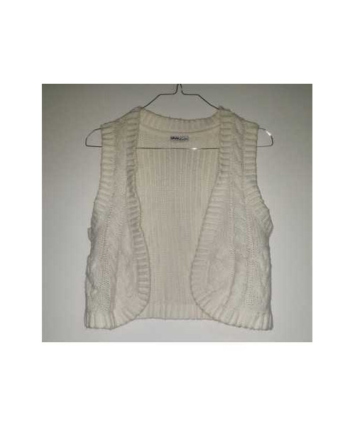 Vesta alba tricotata pentru copii Okay