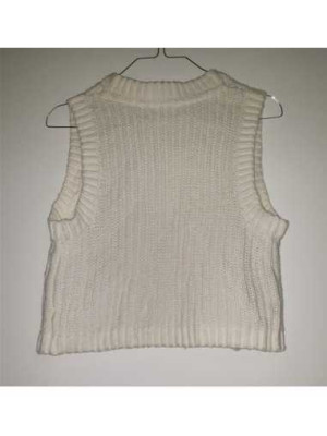 Vesta alba tricotata pentru copii Okay 2
