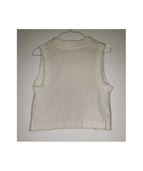 Vesta alba tricotata pentru copii Okay