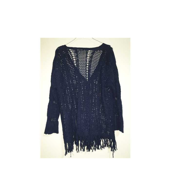 Pulover dama cu franjuri si anchior in V