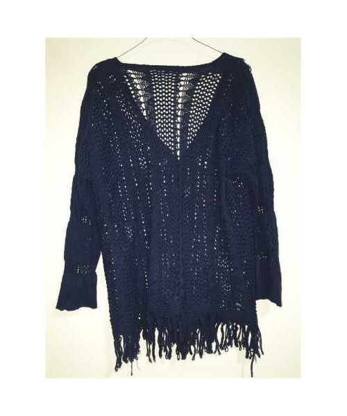 Pulover dama cu franjuri si anchior in V