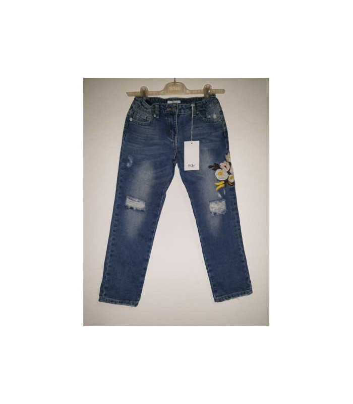 Pantaloni Jeans pentru fetite model rupt Y CLU