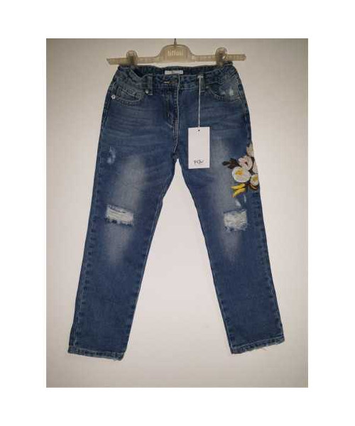 Pantaloni Jeans pentru fetite model rupt Y CLU