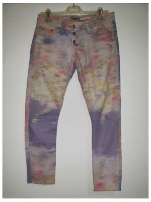 Pantaloni lungi de dama cu print multicolor Please