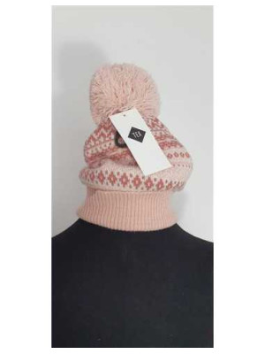 Caciula copii cu ciucure si imprimeu geometric TEX