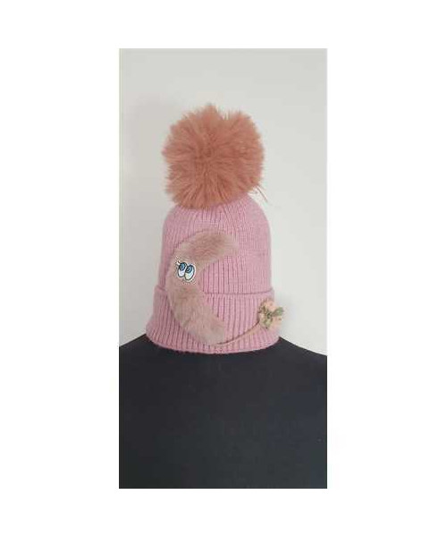 Caciula tricotata cu ciucure pentru fetite