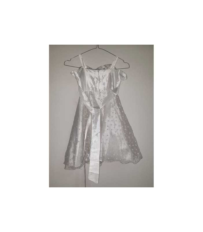 Rochita alba de ocazie cu bretele subtiri si cordon in talie