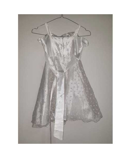 Rochita alba de ocazie cu bretele subtiri si cordon in talie