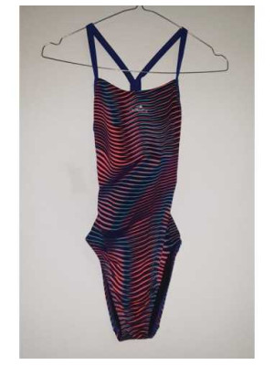 Costum de baie intreg cu dungi multicolore Nabaiji