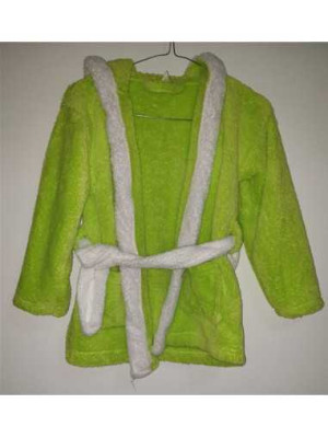 Halat pufos de baie cu gluga si cordon in talie