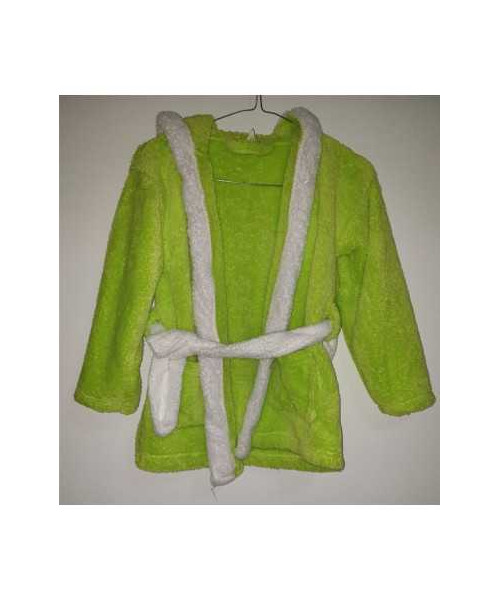 Halat pufos de baie cu gluga si cordon in talie