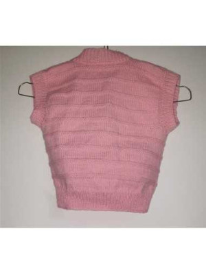 Vesta tricotata pentru fetite culoare roz 2