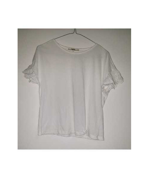 Tricou dama la maneci cu aspect dantelat Koton