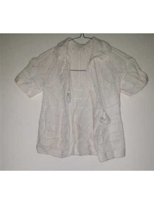 Pulover tricotat cu maneca scurta pentru fetite