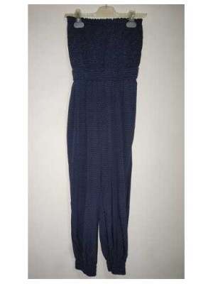 Salopeta dama fara bretele model cu buline albe