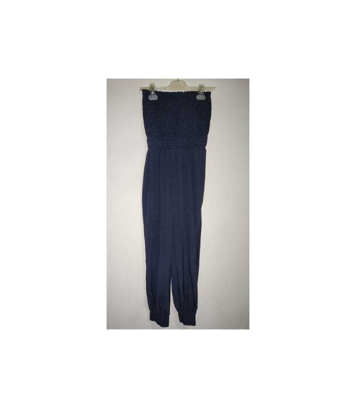 Salopeta dama fara bretele model cu buline albe