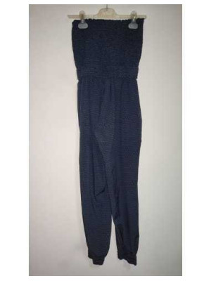 Salopeta dama fara bretele model cu buline albe 2