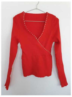 Bluza dama pentru primavara cu margelute albe