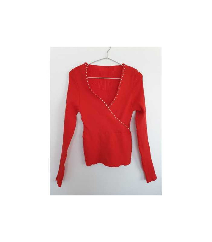 Bluza dama pentru primavara cu margelute albe