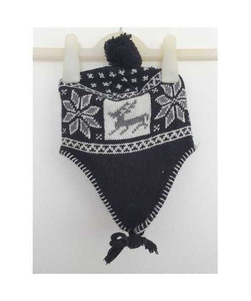 Caciula tricotata cu urechi imprimeu ren si fulgi de zapada