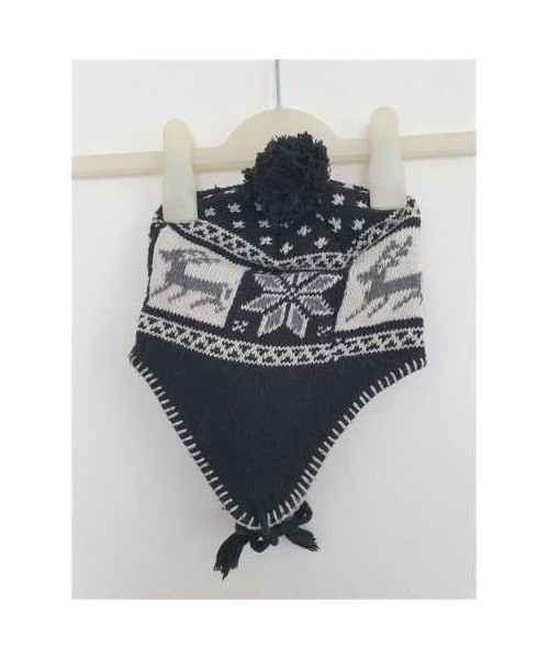 Caciula tricotata cu urechi imprimeu ren si fulgi de zapada