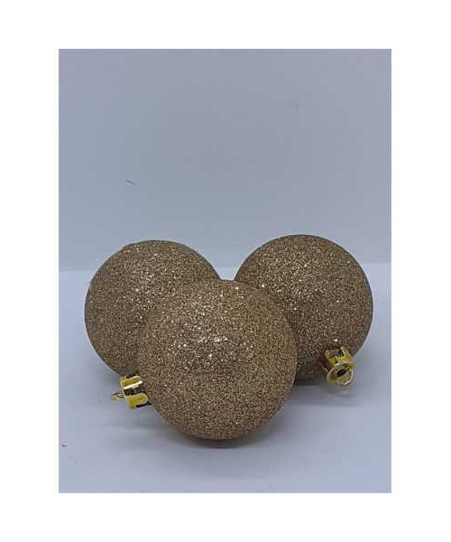 Set 3 globuri culoare auriu sclipitor pentru Craciun