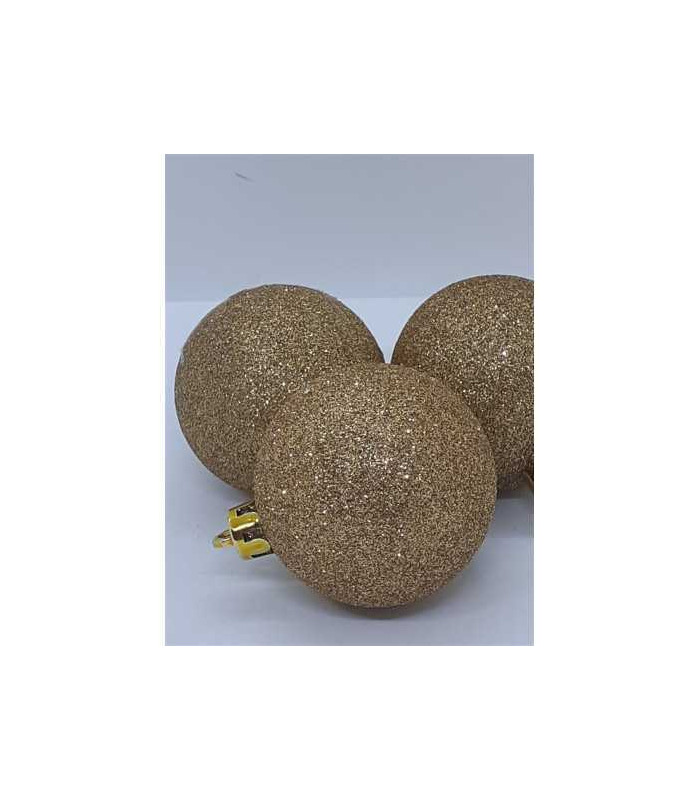 Set 3 globuri culoare auriu sclipitor pentru Craciun