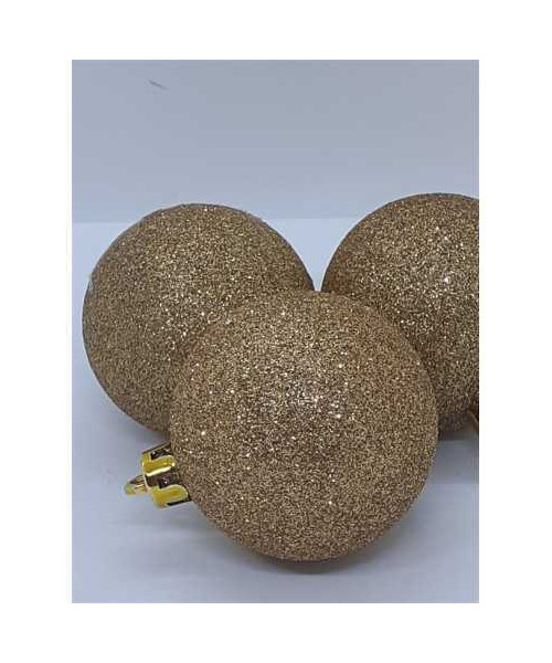 Set 3 globuri culoare auriu sclipitor pentru Craciun